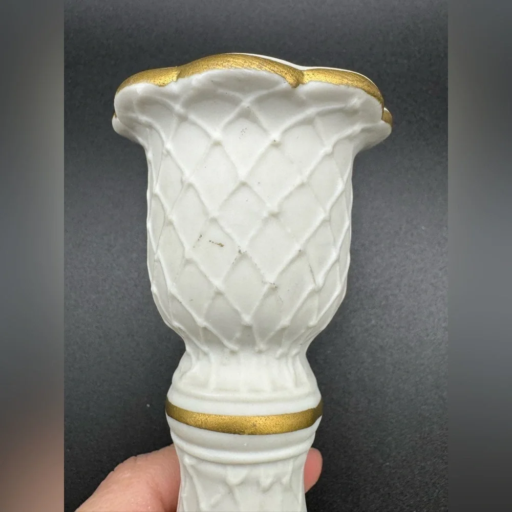 Set of 2 Vintage Bisque Porcelain Cardinal Candle Holders